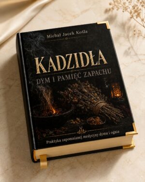 Hardcover black book cover labeled 'KADZIDLA' with a dried bouquet and a small candle-lit scene in warm light.